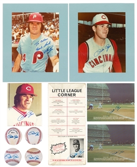Lot of (10) Pete Rose Signed Items Including (6) Photos & (4) Baseballs (Beckett PreCert)